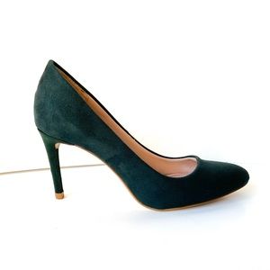 Zara Dark Hunter Green Suede High Heel Pumps
